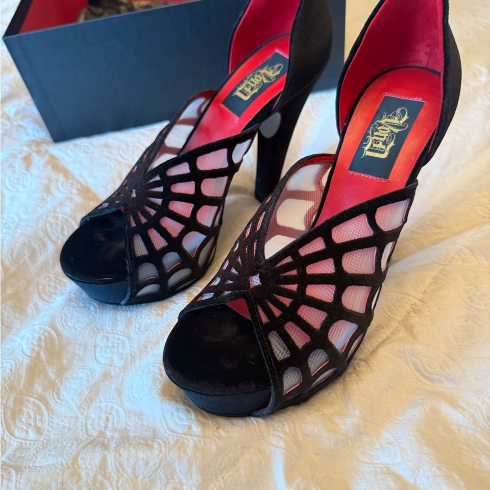 KVD Black and red spiderweb Design Heels